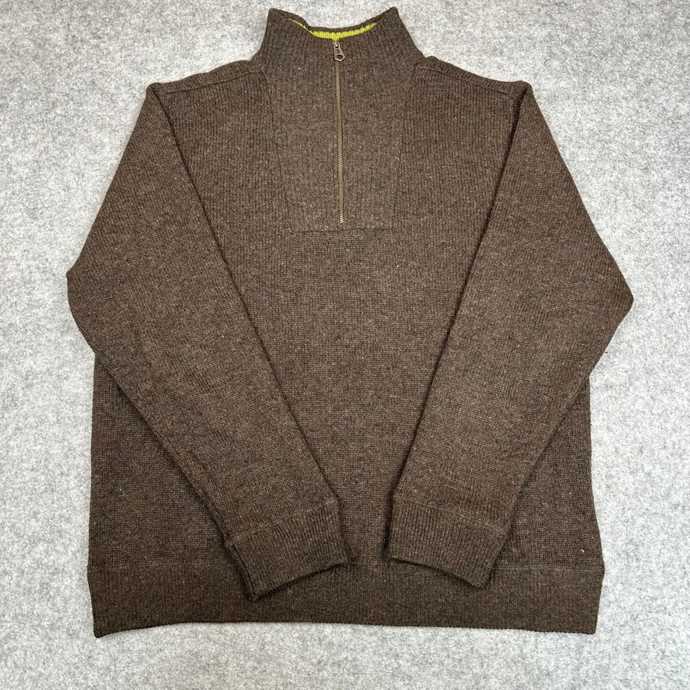 Gap Mens XL Brown Lambswool Blend Quarter Zip Pullover Sweater Mock Neck Warm